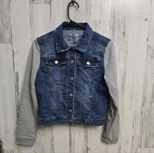 Girls Love Tree Denim Jacket with Gray Sleeves Size Large